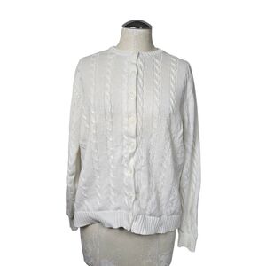 Greenwich White Button Down Knit Cardigan L